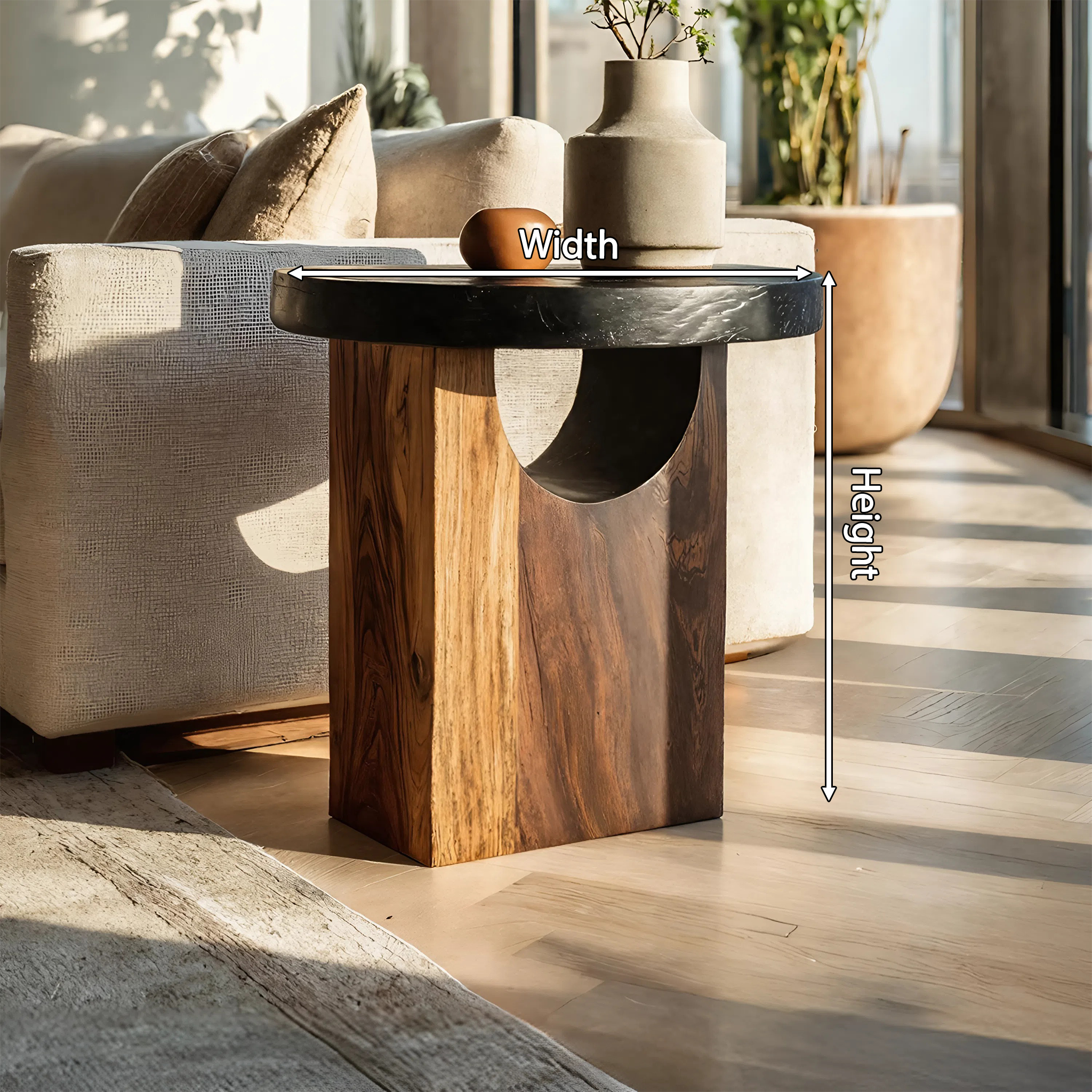 Farmhouse Solid Wood End Table For Barn Style Interiors