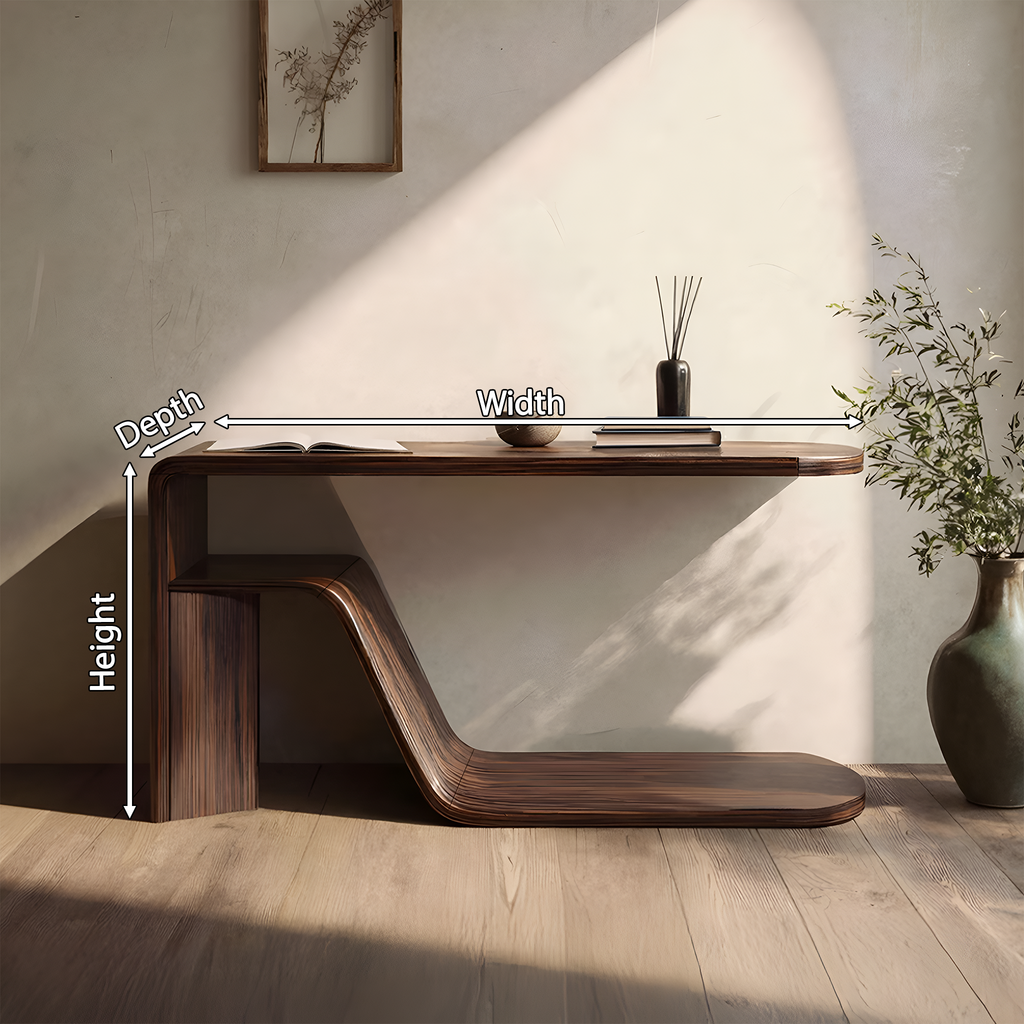 Farmhouse Live Edge Console Table Sculptural Wood For Furniture Decor
