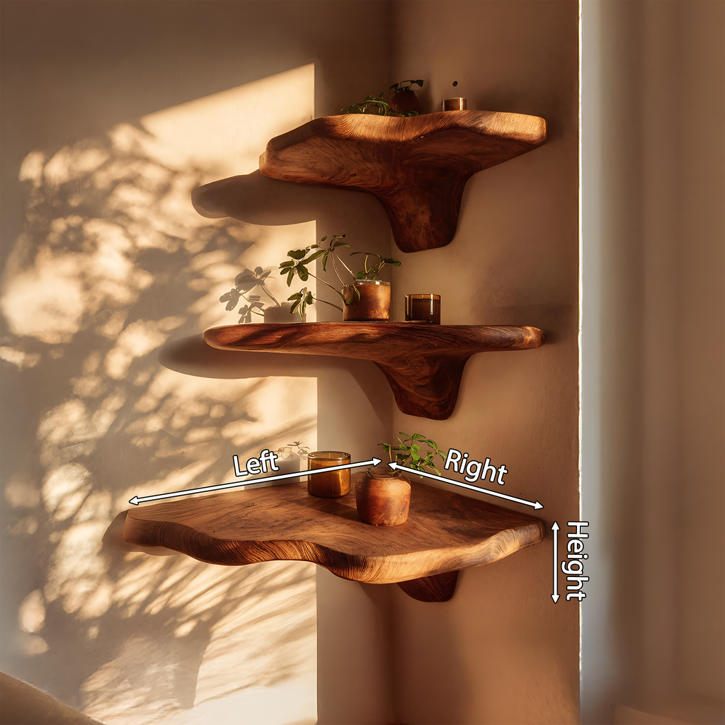 Handcrafted Wooden Live Edge Mushroom Shelf For Modern Furniture Decor