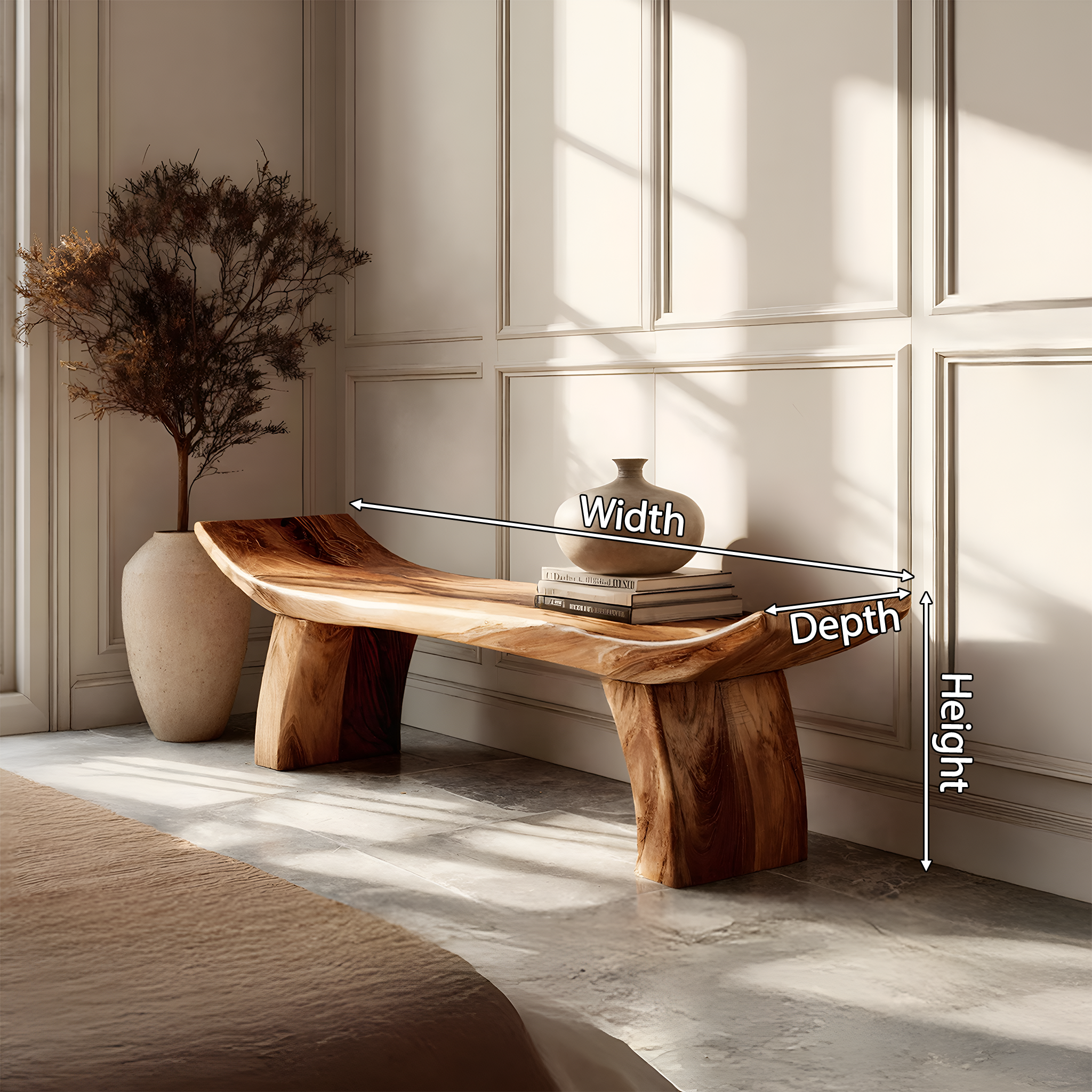 Solid Wood Entryway Bench For Foyer And Hallway Spaces