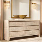 Travertine Entryway Cabinet |Travertine Sideboard | 6-Drawer Dresser |Storage Cabinet