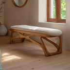 Artisan Curved Wood Bench For Modern Bedroom Design