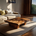 Mid Century Irregular Solid Wood Table For Living Room Decor