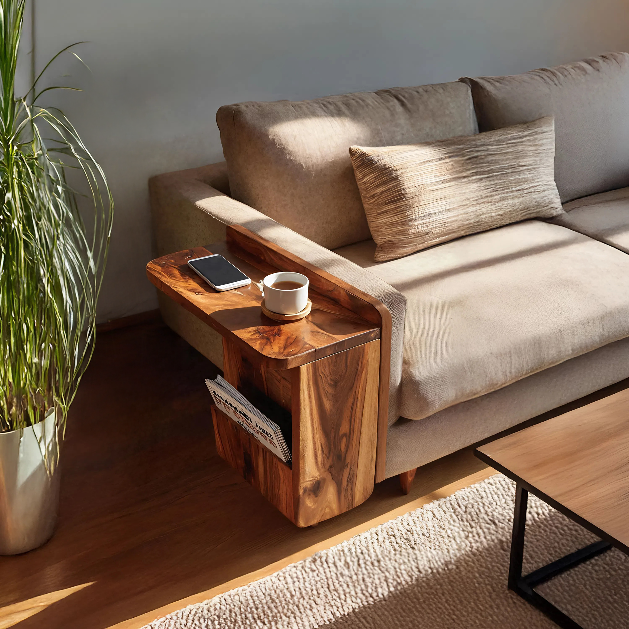 Handcrafted Solid Wood Side Table For Furniture Decor