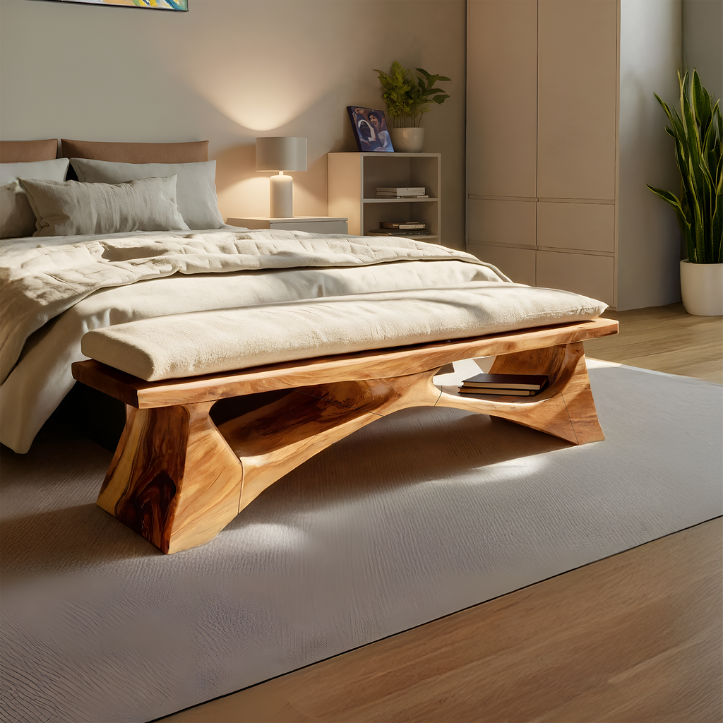 Handcrafted Solid Wood Bench For End-of-Bed Styling