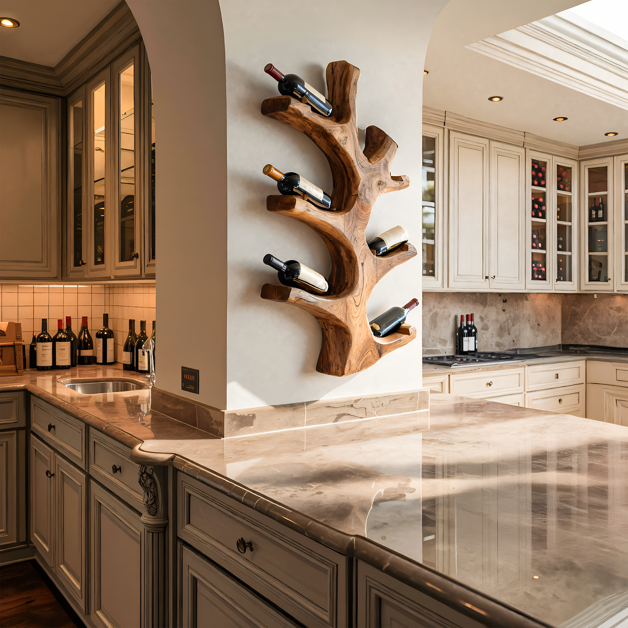 Luxury Wine Bottle Holder Wall Sculpture For Kitchen And Living Room