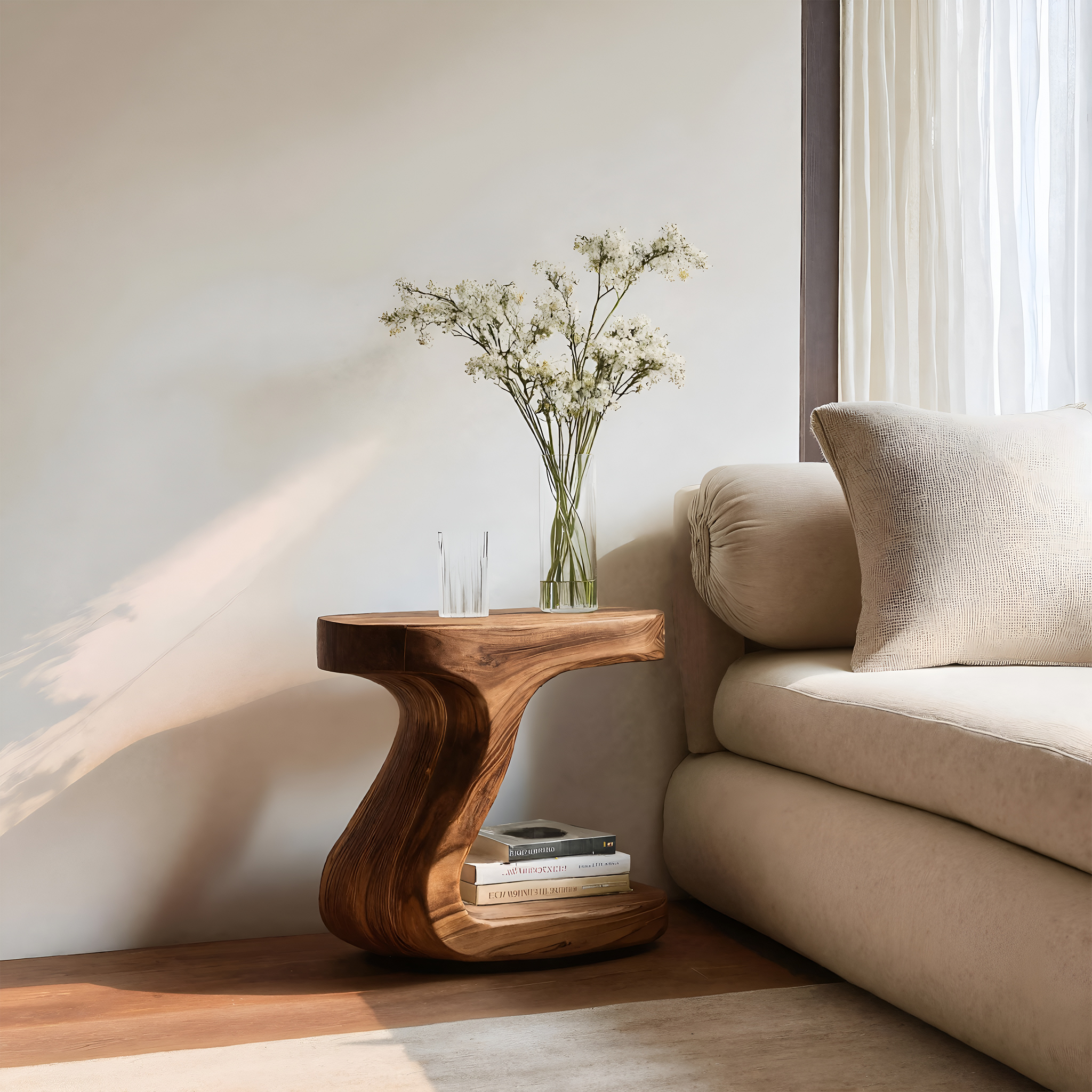 Minimalist Organic Shaped Nightstand For Bedroom