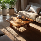 Mid Century Solid Wood Abstract Coffee Table For Living Room