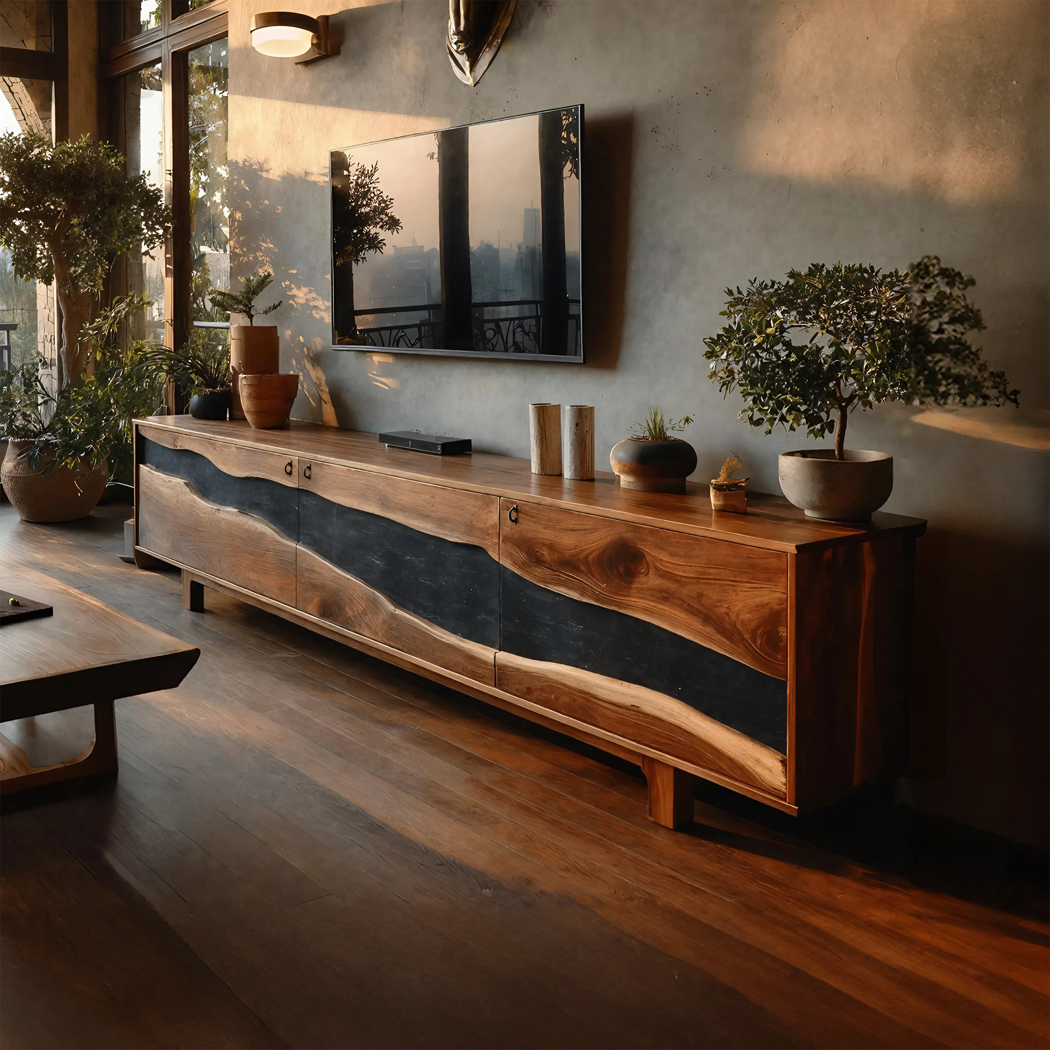 Modern Solid Wood TV Unit For Living Room Decor