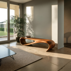 Minimalist Bench Curved Design For Modern Hallway Seating