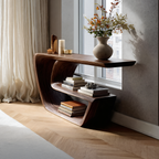 Mid Century Solid Wood Console Table Handmade Sculptural For Living Room