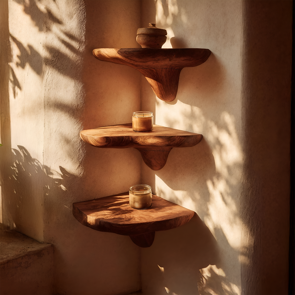 Modern Solid Wood Mushroom Shelf For Living Room Interior Design