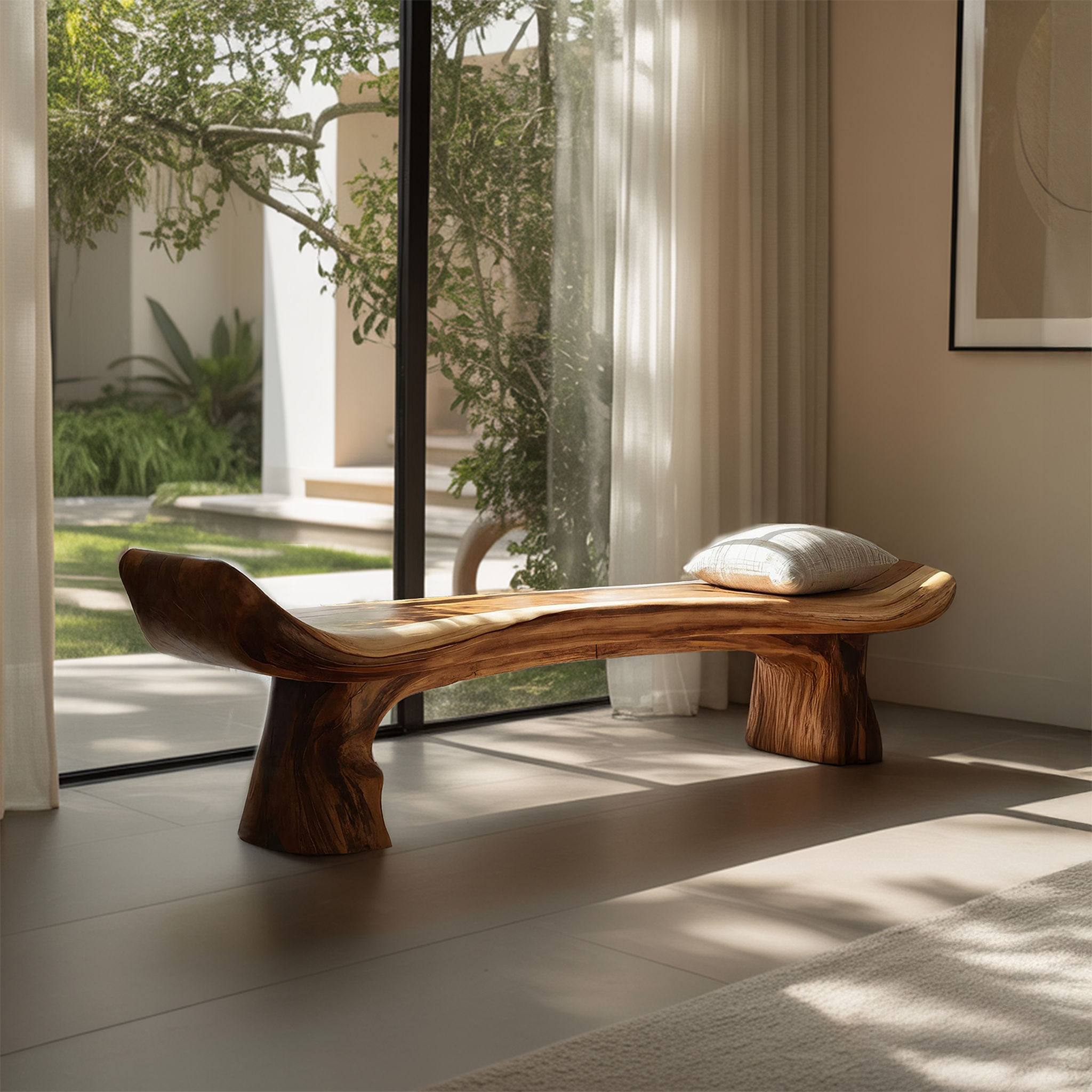 Live Edge Rustic Wood Bench For Entryway Home Decor