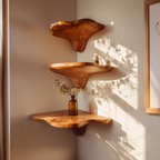 Mid Century Handcrafted Wooden Live Edge Mushroom Shelf For Home Decor