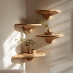 Modern Handcrafted Solid Wood Mushroom Shelf For Bedroom Decor