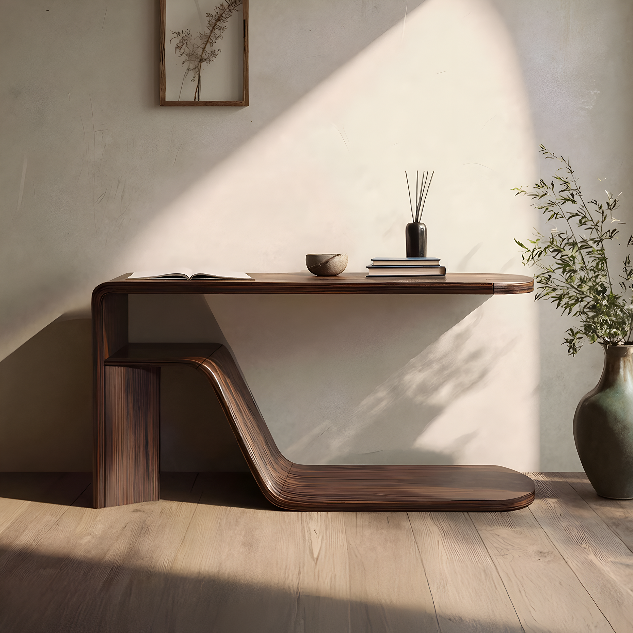 Farmhouse Live Edge Console Table Sculptural Wood For Furniture Decor