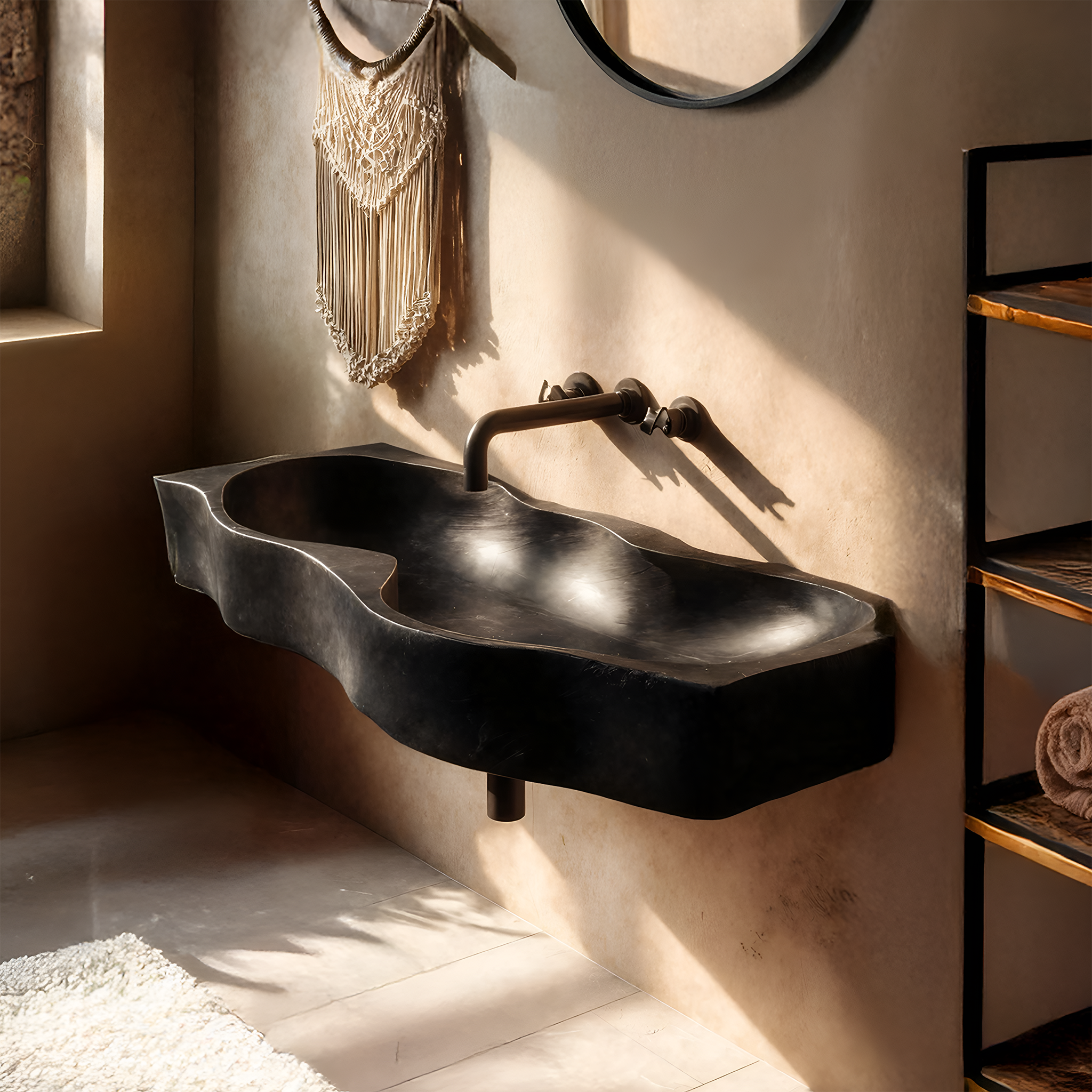 Mid Century Wooden Live Edge Wood Basin For High End Bathroom Decor