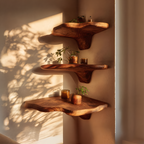 Handcrafted Wooden Live Edge Mushroom Shelf For Modern Furniture Decor