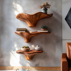 Handcrafted Wooden Mushroom Shelf For Entryway Furniture Decor