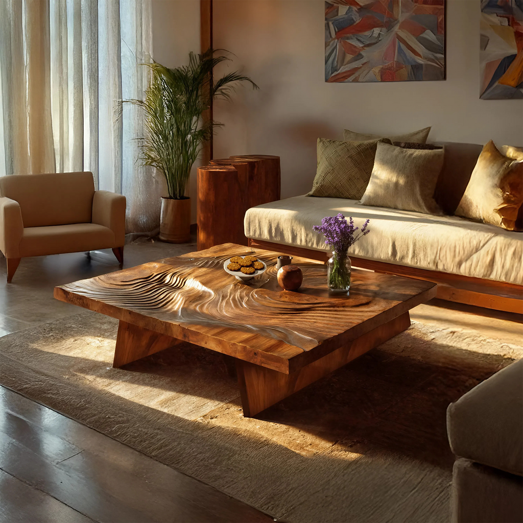 Modern Wooden Live Edge Coffee Table For Living Room Decor