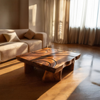 Handcrafted Solid Wood Live Edge Table For Living Room