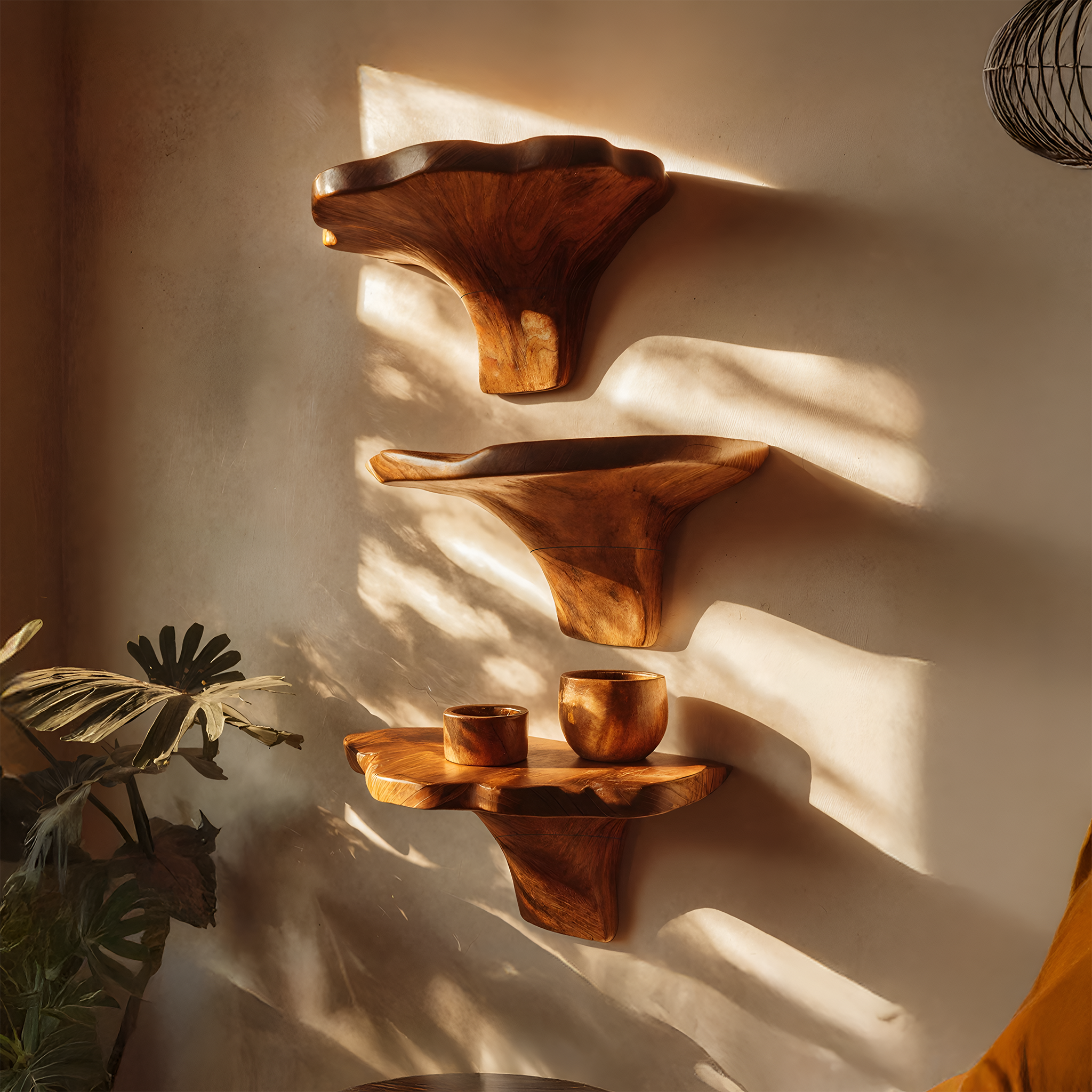 Farmhouse Solid Wood Mushroom Shelf For Entryway And Bedroom Decor