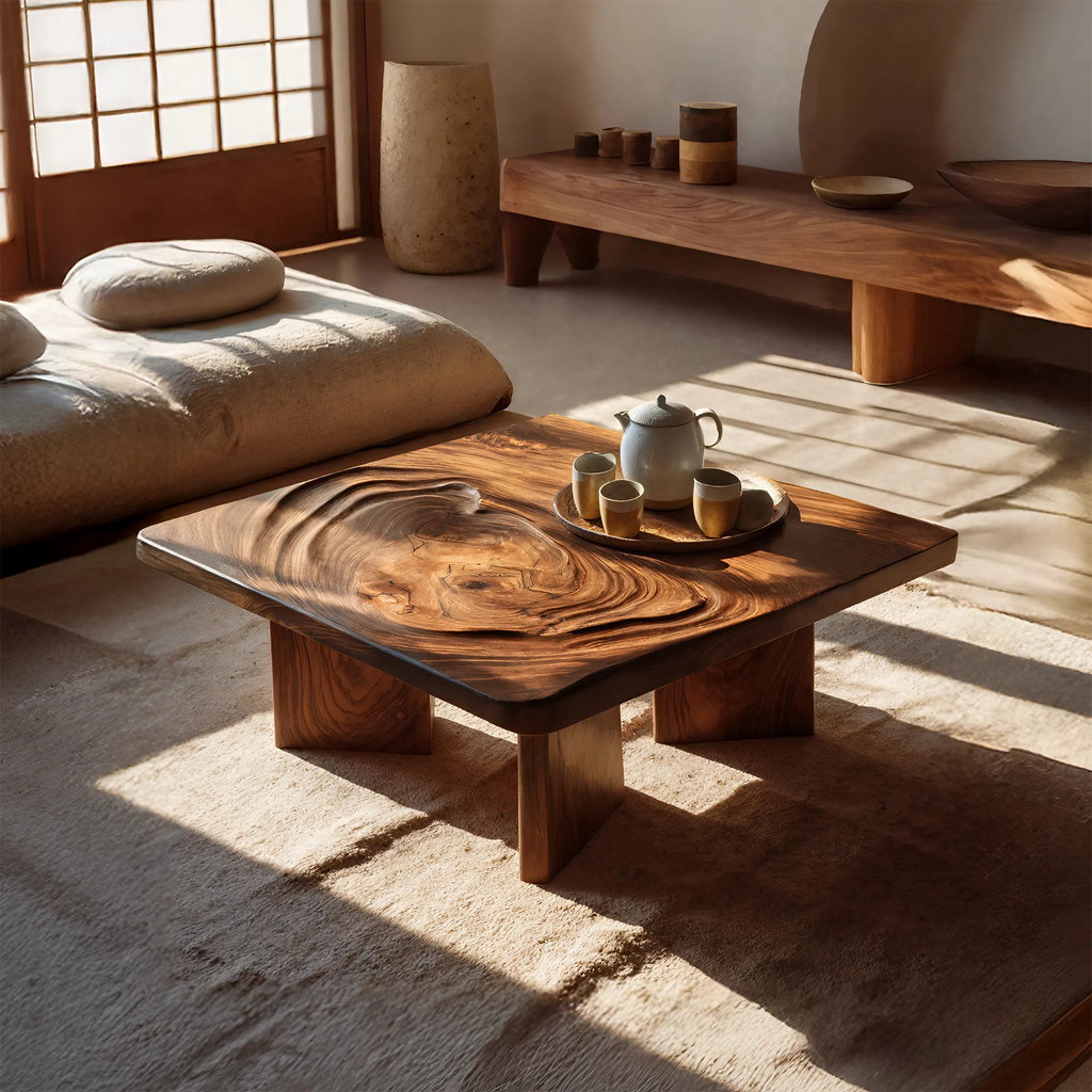 Mid Century Irregular Wooden Table For Furniture Decor