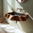 Handcrafted Wooden Wall Mounted Bathroom Sink For Natural Decor