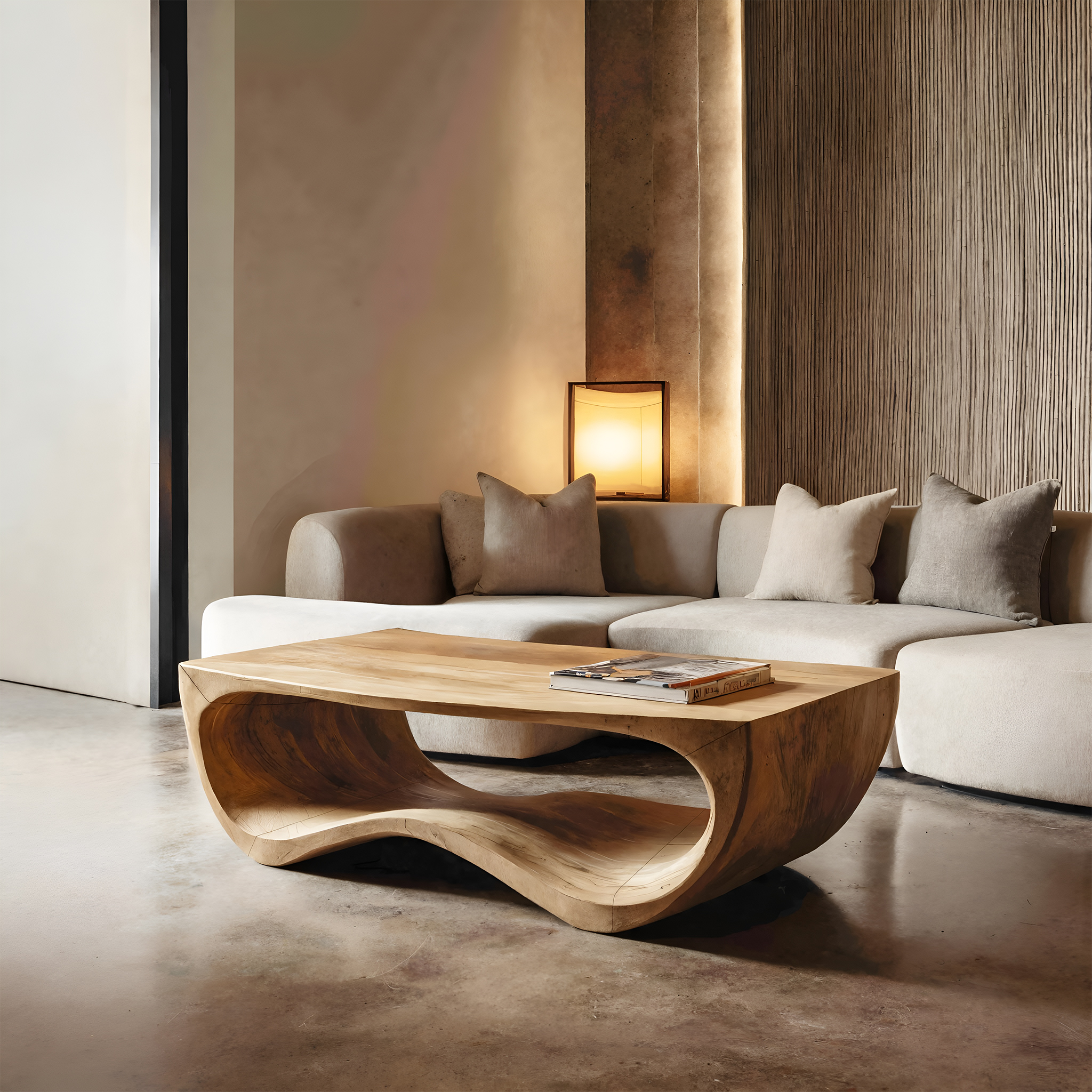 Artistic Sculptural Curved Coffee Table For Living Room