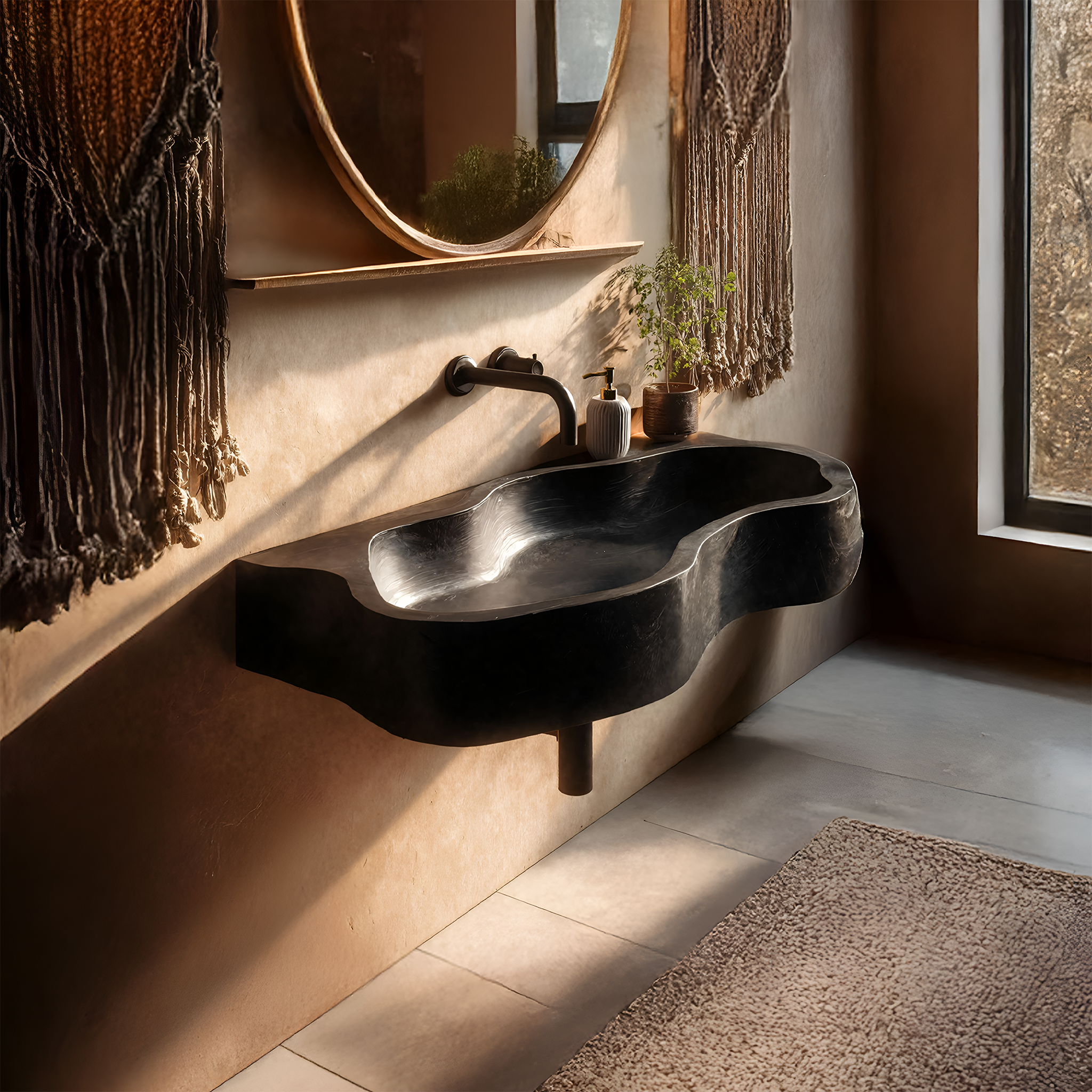 Farmhouse Solid Wood Wash Basin For Natural Bathroom Furniture Style