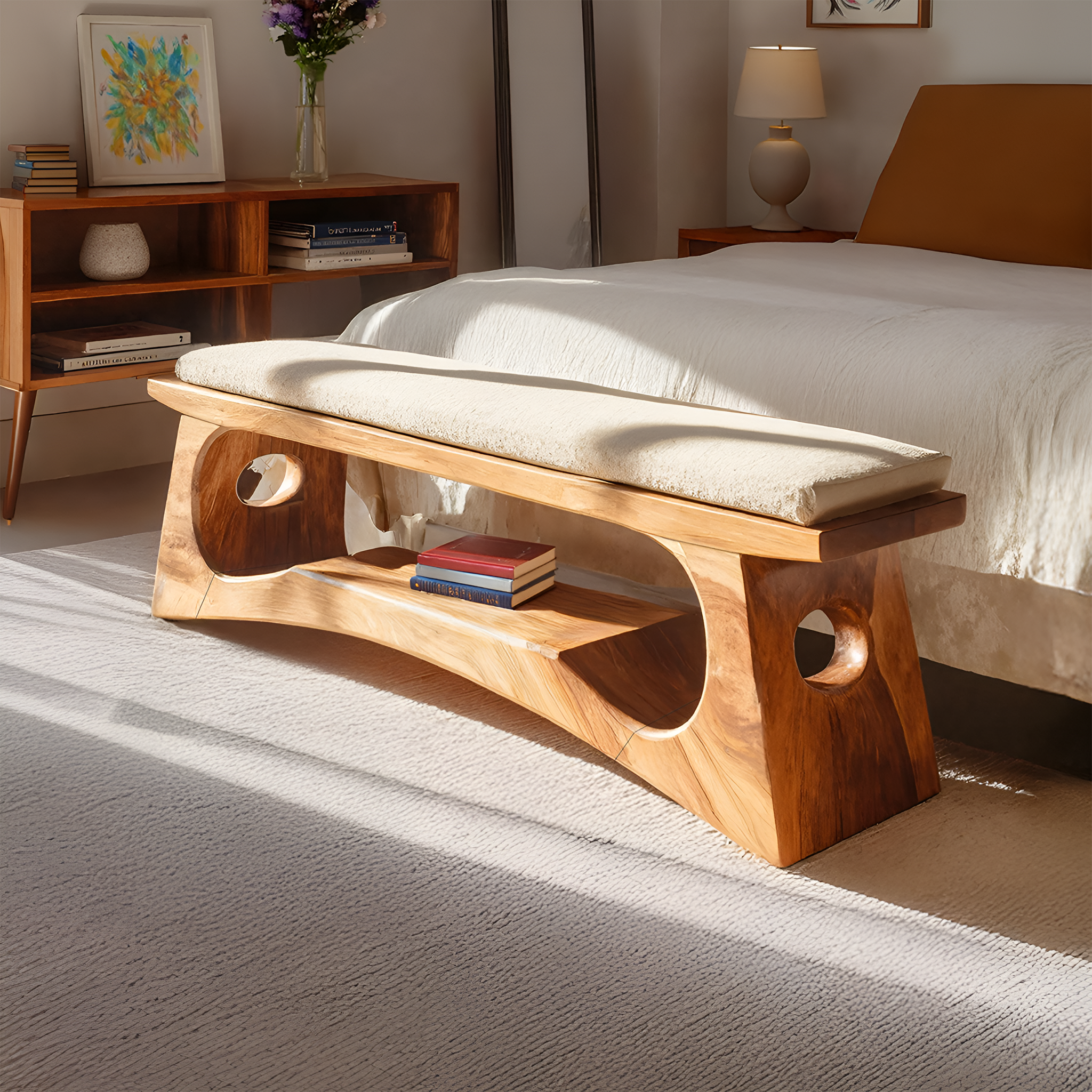 Modern Wooden Bench For Natural Bedroom Decor