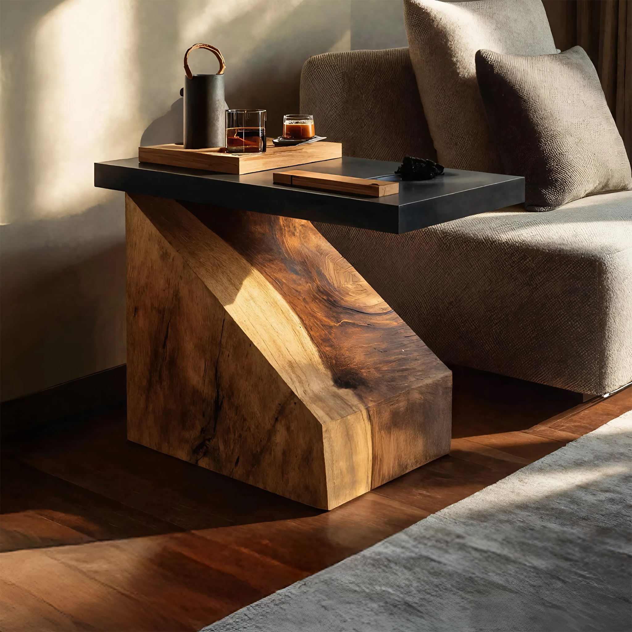 Farmhouse Wooden Side Table For Country Home Design