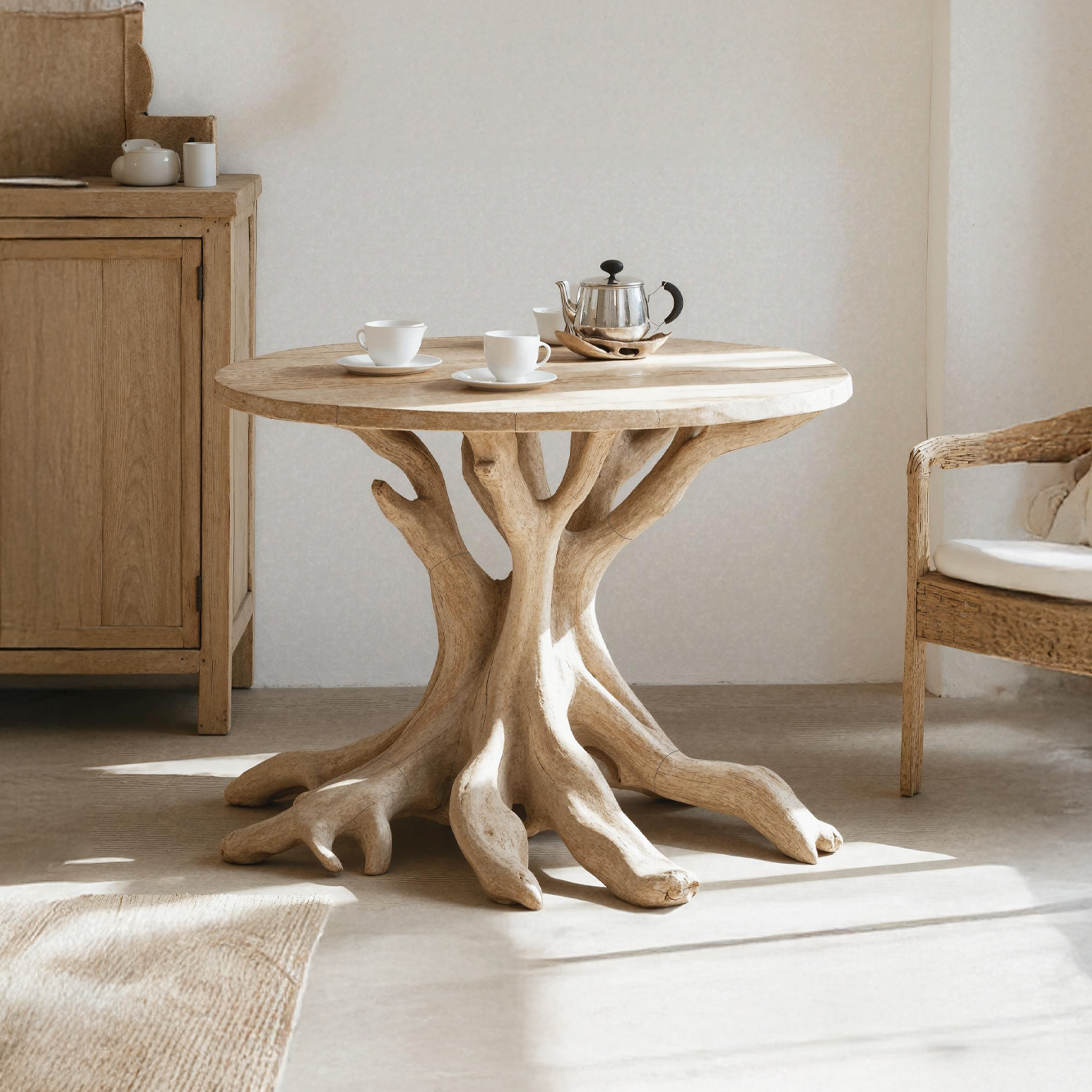 Farmhouse Round End Table Small Space Solution