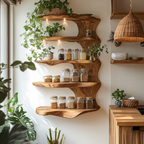 Rustic Kitchen Decor Wooden Spice Storage Shelf