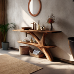 Mid Century Wooden Live Edge Bathroom Vanity For Luxury Home Decor