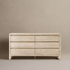 Travertine Entryway Cabinet |Travertine Sideboard | 6-Drawer Dresser |Storage Cabinet