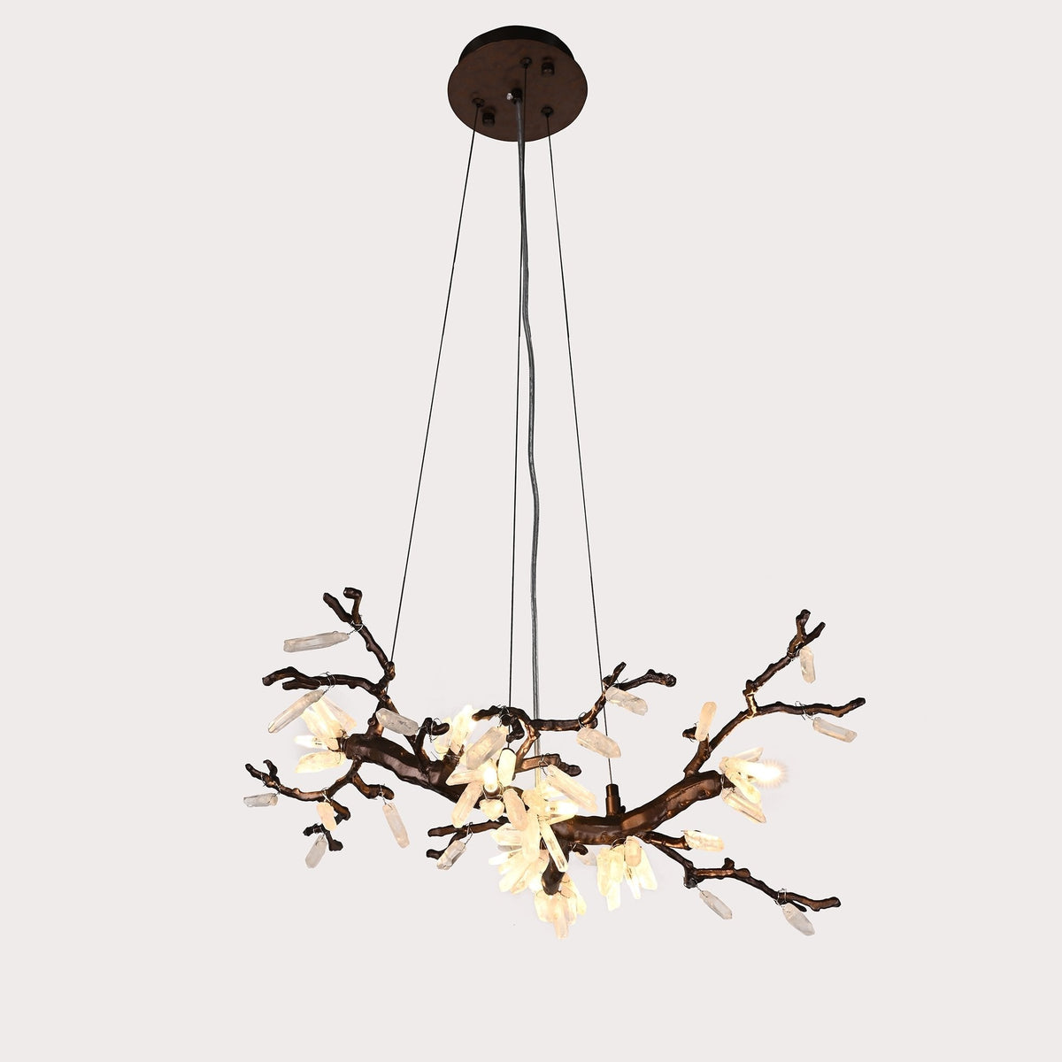 Selenite Crystal Blossom Branching Tree Chandelier