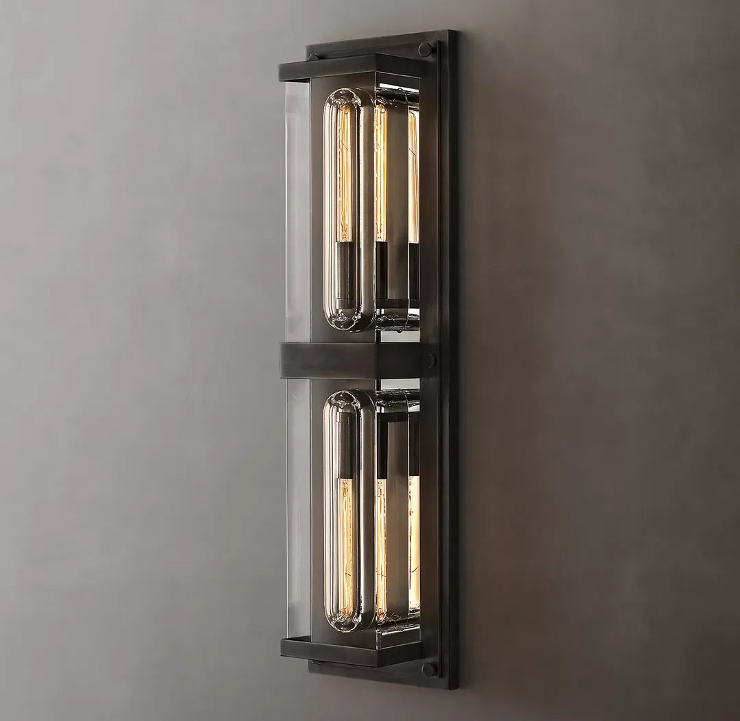 Savile Crystal Block Double Square Wall Sconce