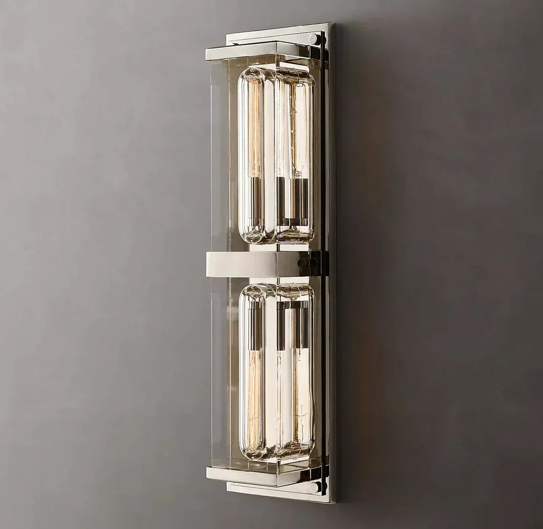Savile Crystal Block Double Square Wall Sconce