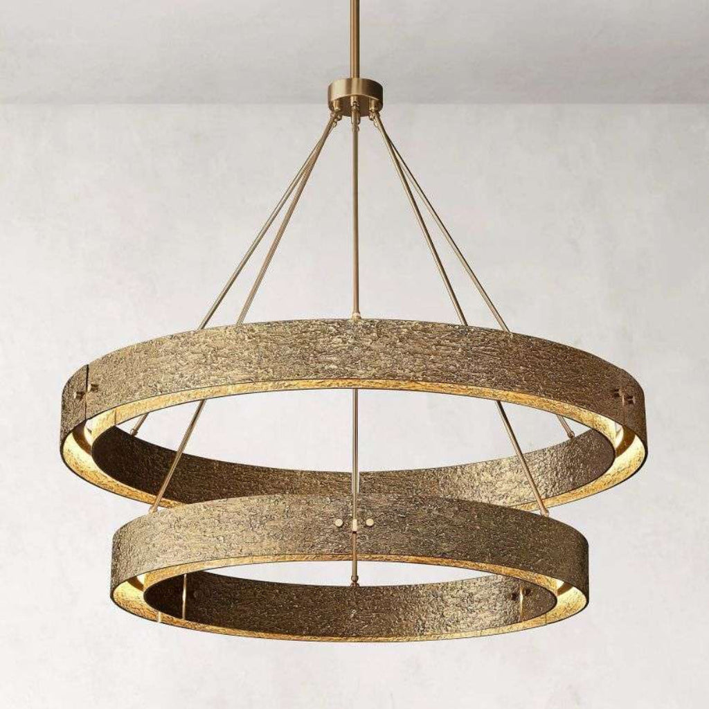 Vouvray Etched Metal Two-Tier Round Chandelier 48"