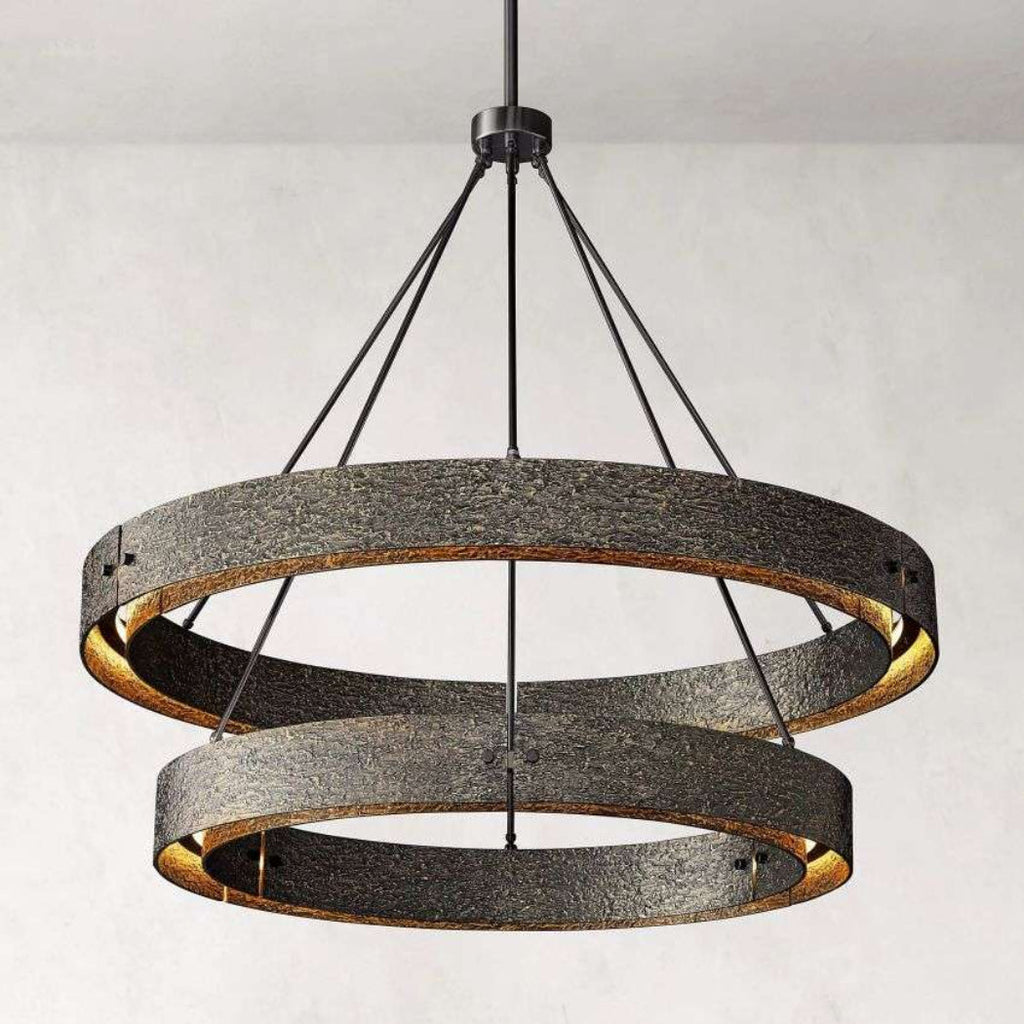 Vouvray Etched Metal Two-Tier Round Chandelier 48"