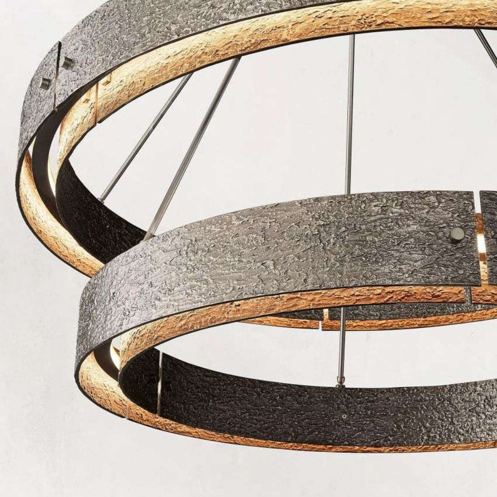 Vouvray Etched Metal Two-Tier Round Chandelier 48"