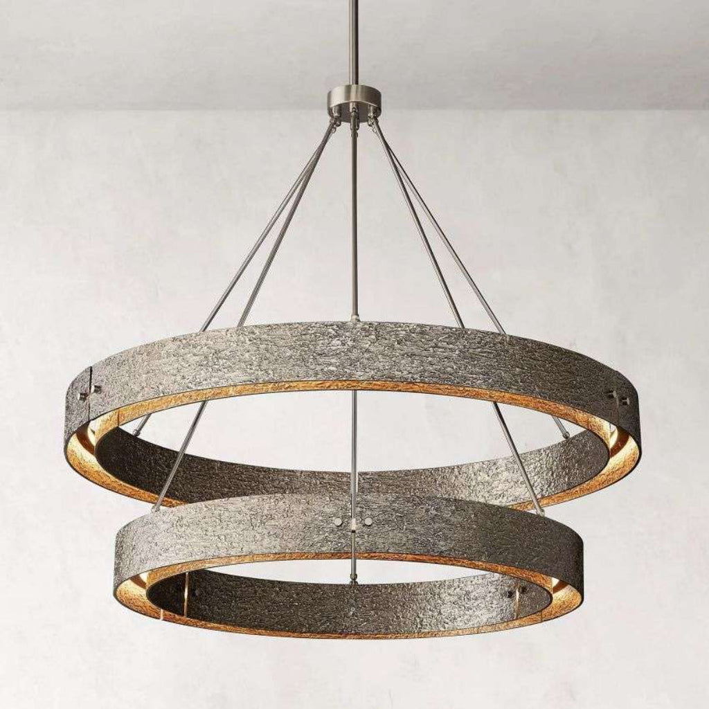 Vouvray Etched Metal Two-Tier Round Chandelier 60"
