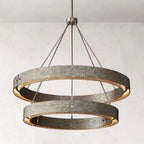 Vouvray Etched Metal Two-Tier Round Chandelier 60"