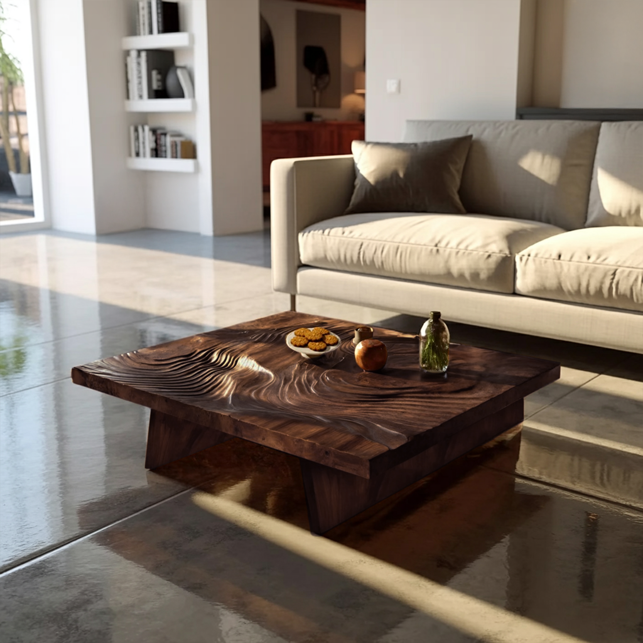 Modern Wooden Live Edge Coffee Table For Living Room Decor