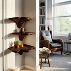 Farmhouse Wooden Live Edge Mushroom Shelf For Bedroom Furniture Decor