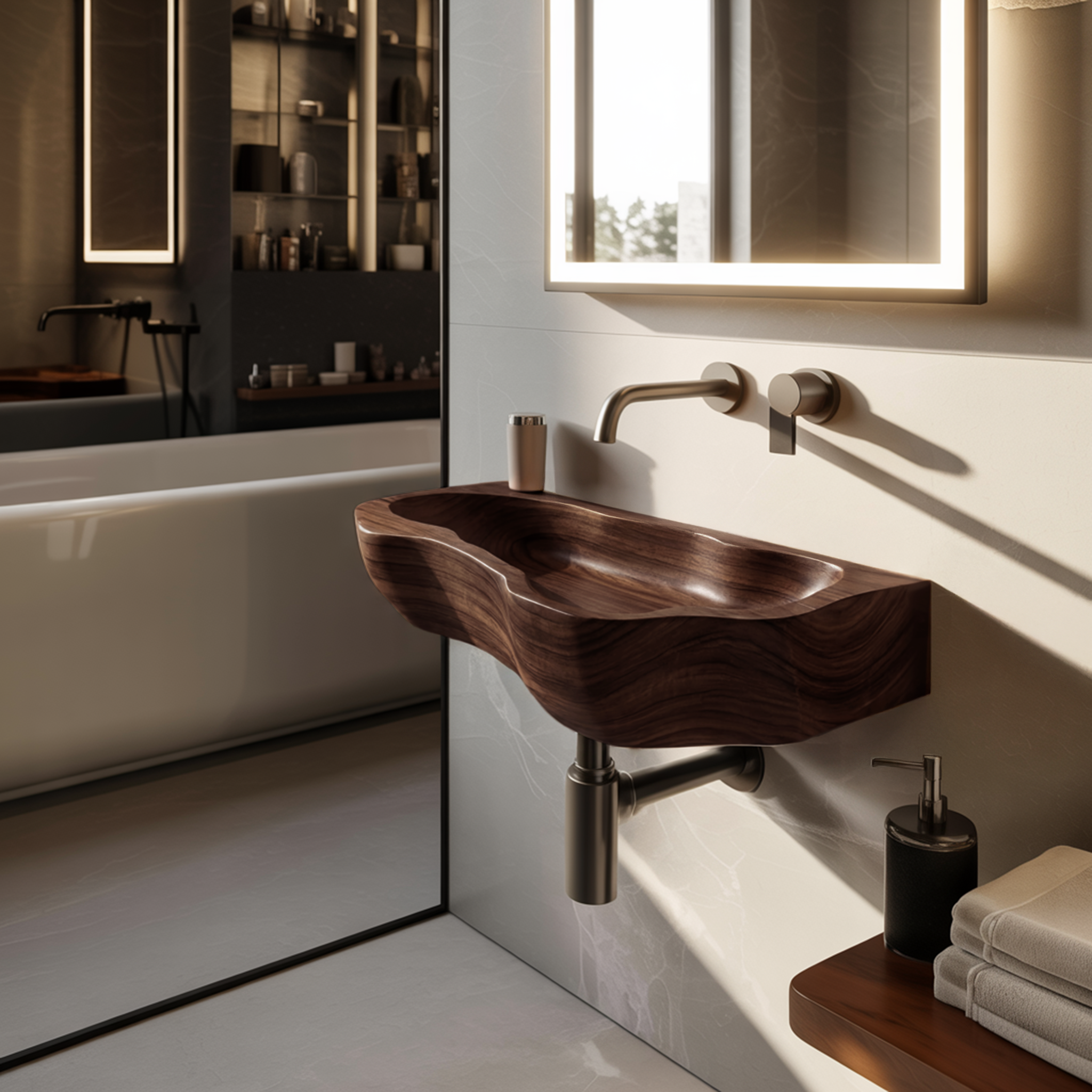 Handcrafted Solid Wood Wash Basin For Sustainable Bathroom Furniture