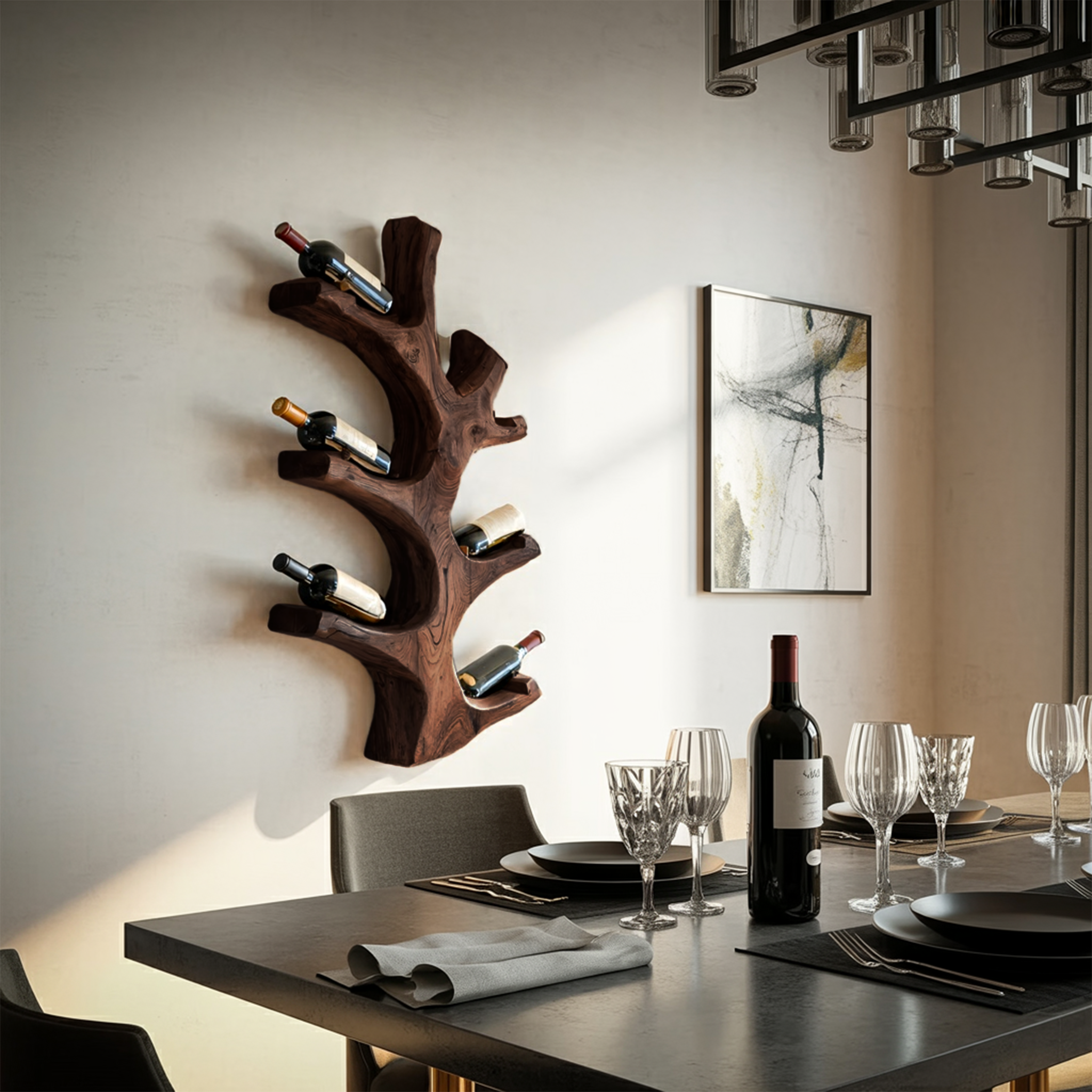 Luxury Wine Bottle Holder Wall Sculpture For Kitchen And Living Room