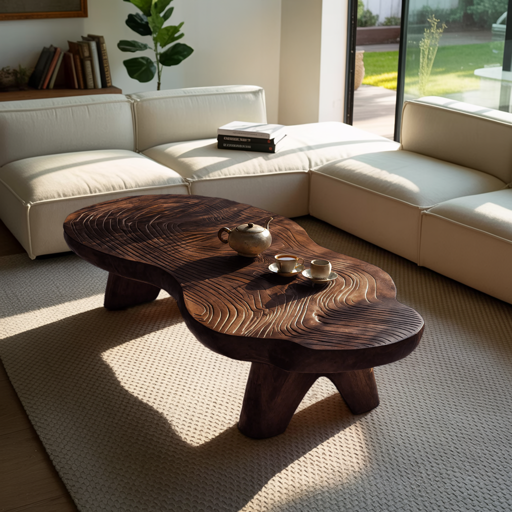 Farmhouse Wooden Live Edge Table For Living Room Decor