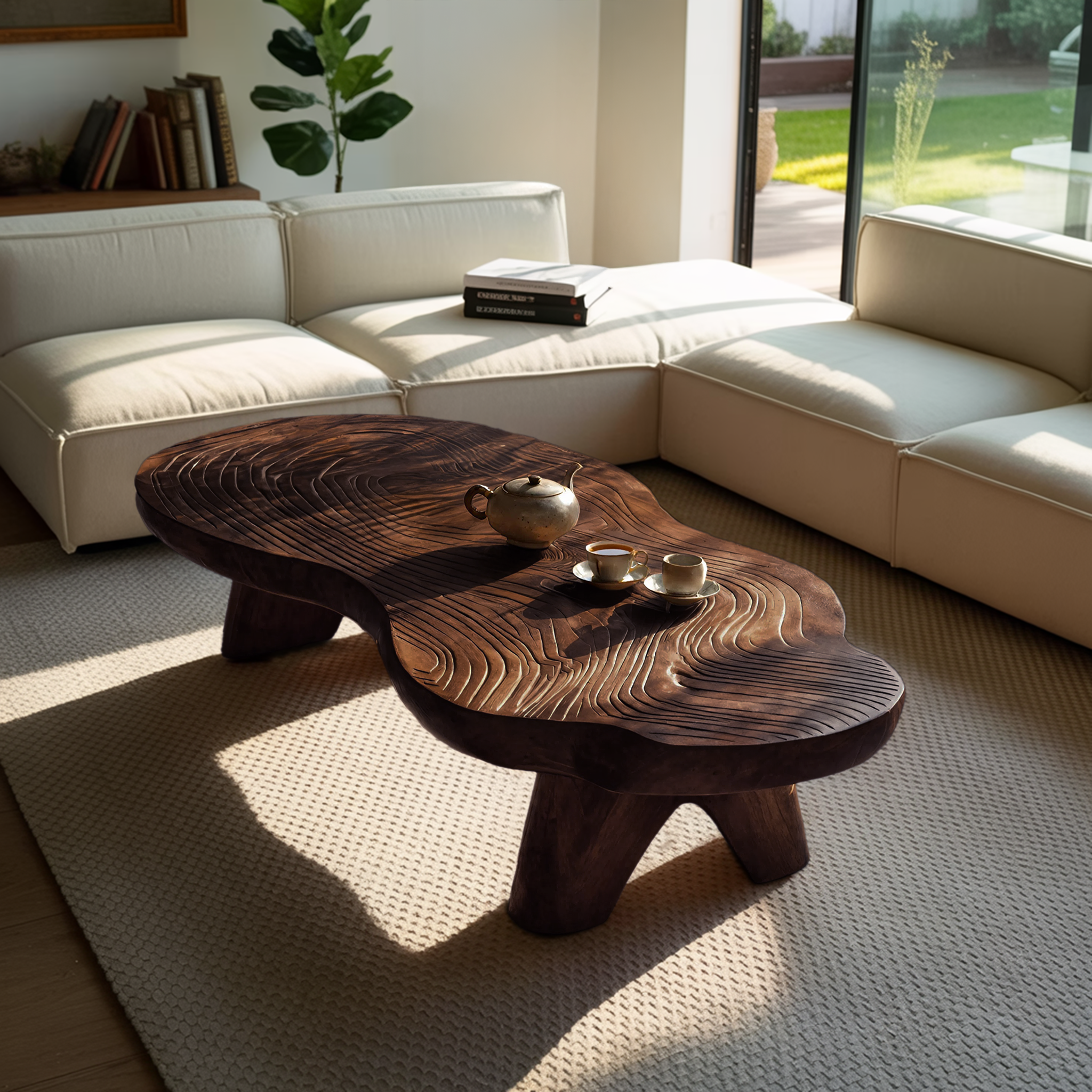 Farmhouse Wooden Live Edge Table For Living Room Decor